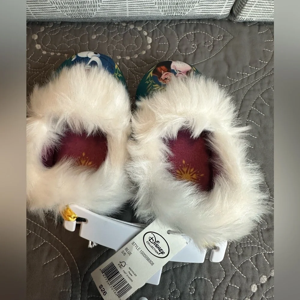 Disney Frozen Teal Baby/Toddler Non Skid Slippers NWT Size 5/6